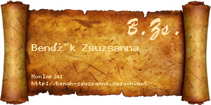 Benák Zsuzsanna névjegykártya